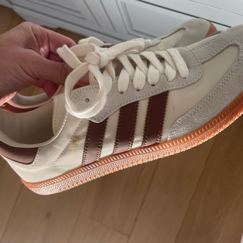 Adidas Sambas Cream and Brown Sneakers